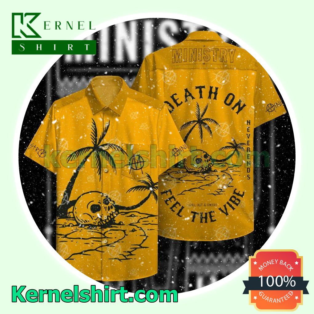 Around Me Ministry Band Death On Never Ends Feel The Vibe Yellow Beach Shirt