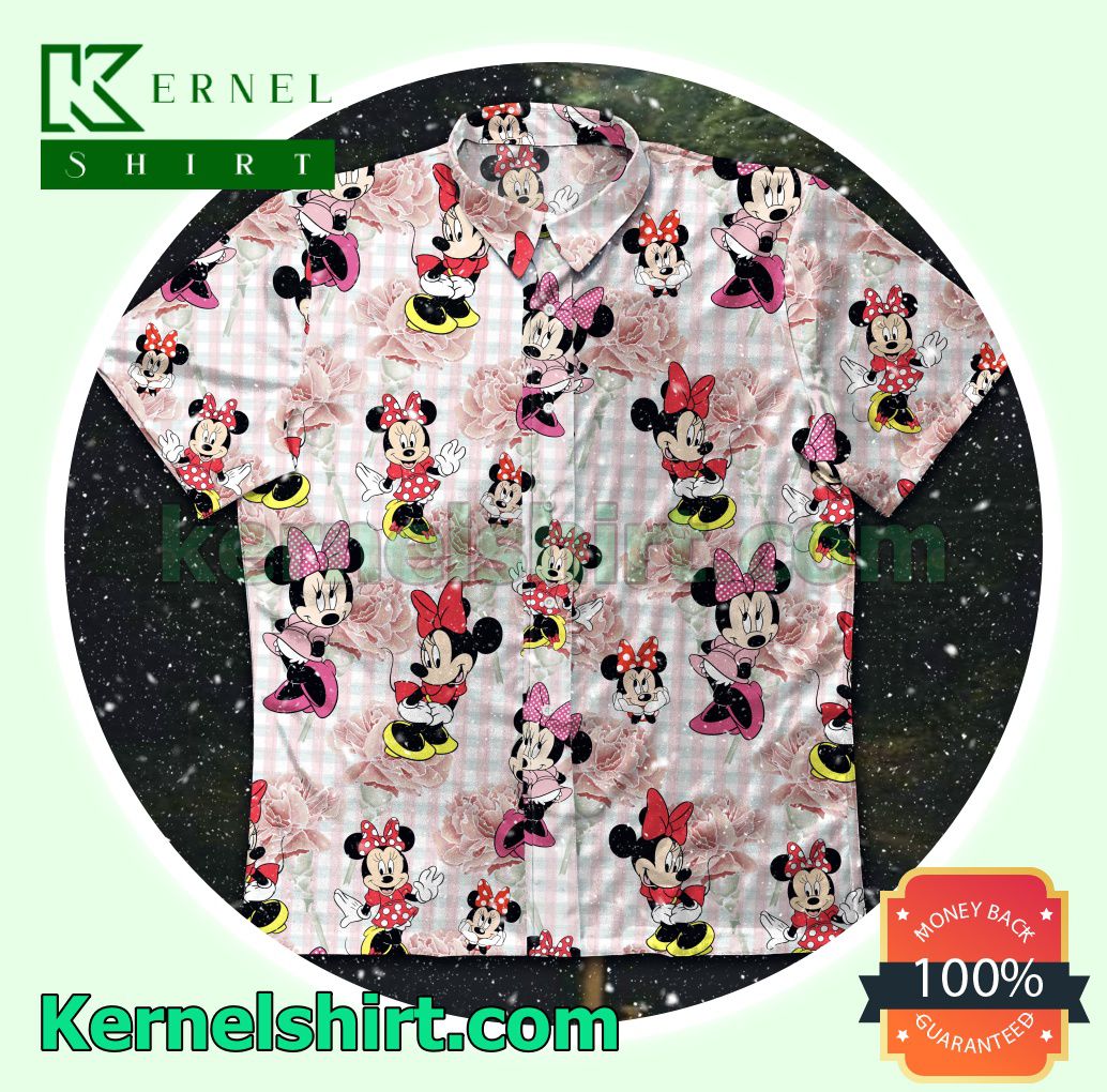 Minnie Mouse Pink Flower Beach Shirts