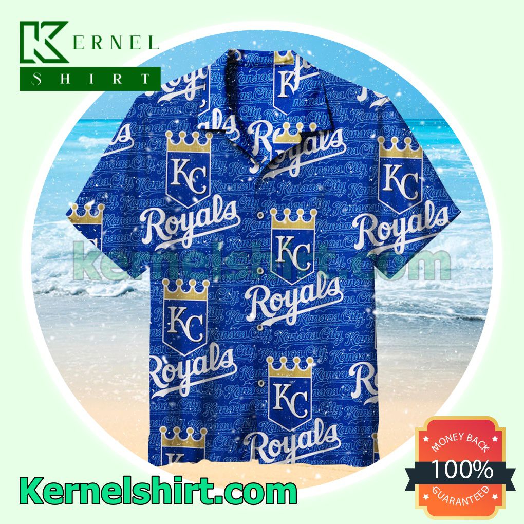 Mlb Kansas City Royals Printed On Letters Background Beach Shirt