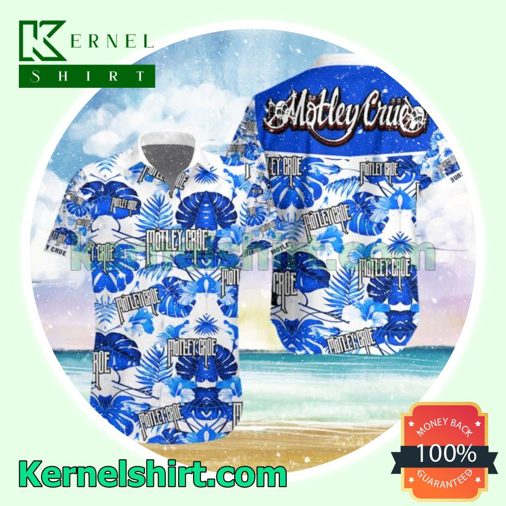 Motley Crue Blue Tropical Leaves Beach Shirt
