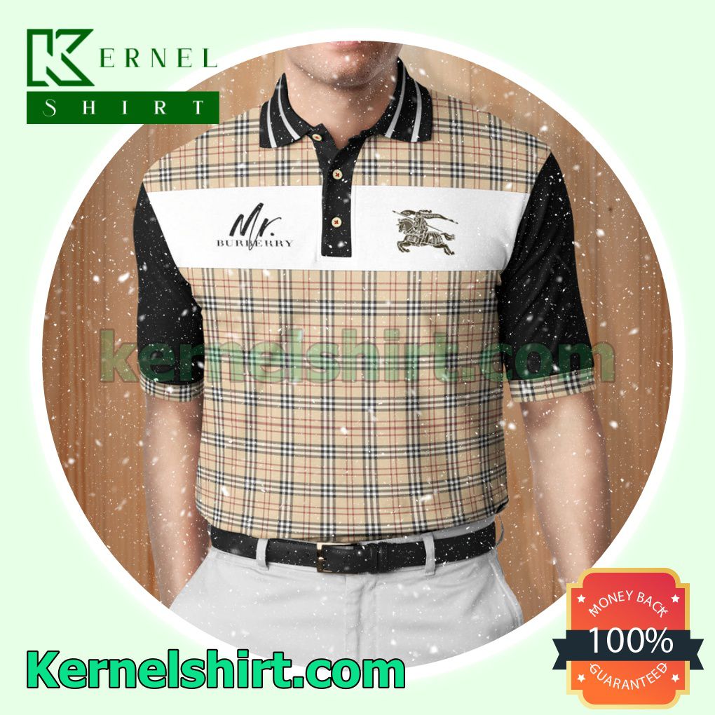 Mr. Burberry Outfit Plaid With Black Sleeves Golf Polo