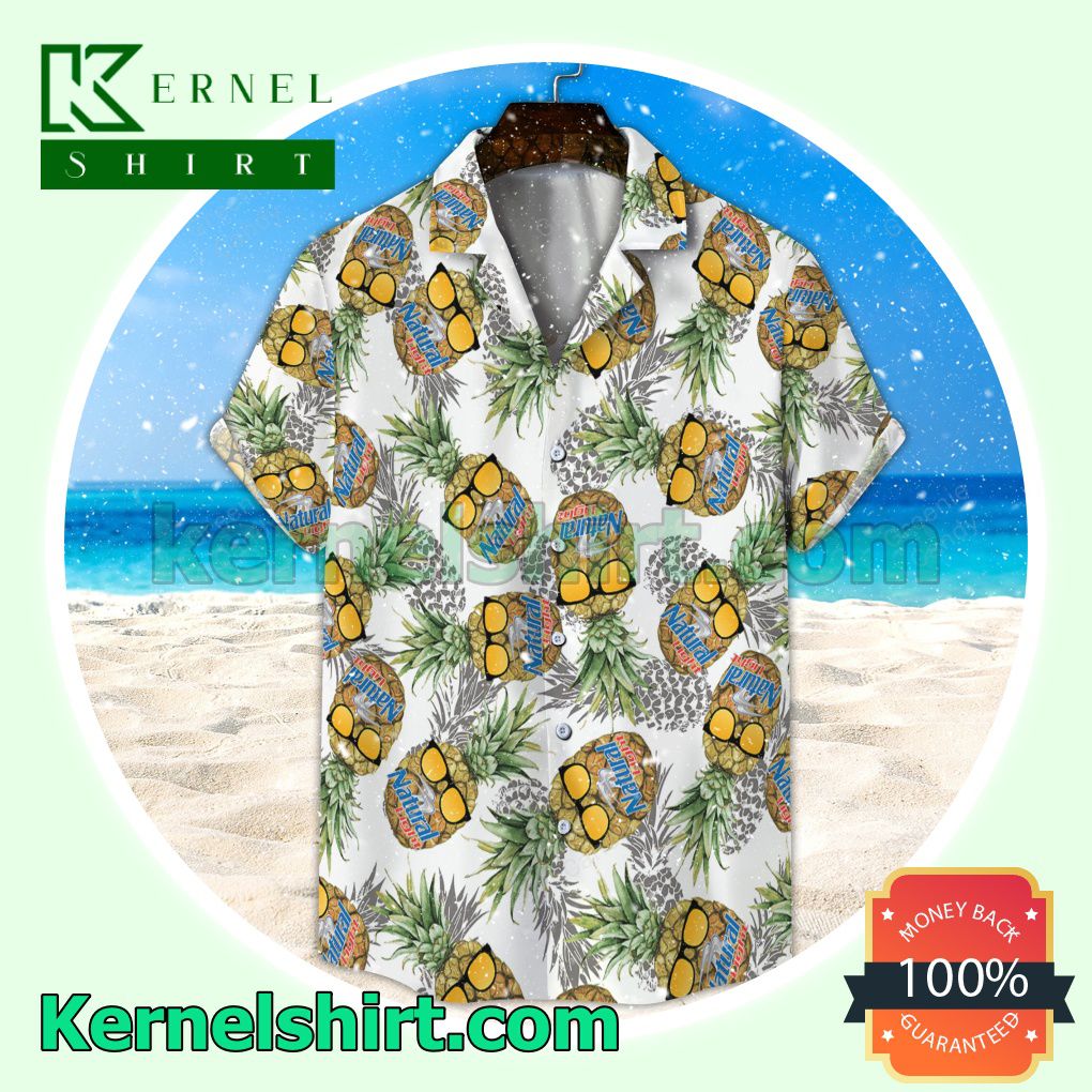 Natural Light Funny Pineapple Seamless Pattern Aloha Beach Hawaiian Shirt