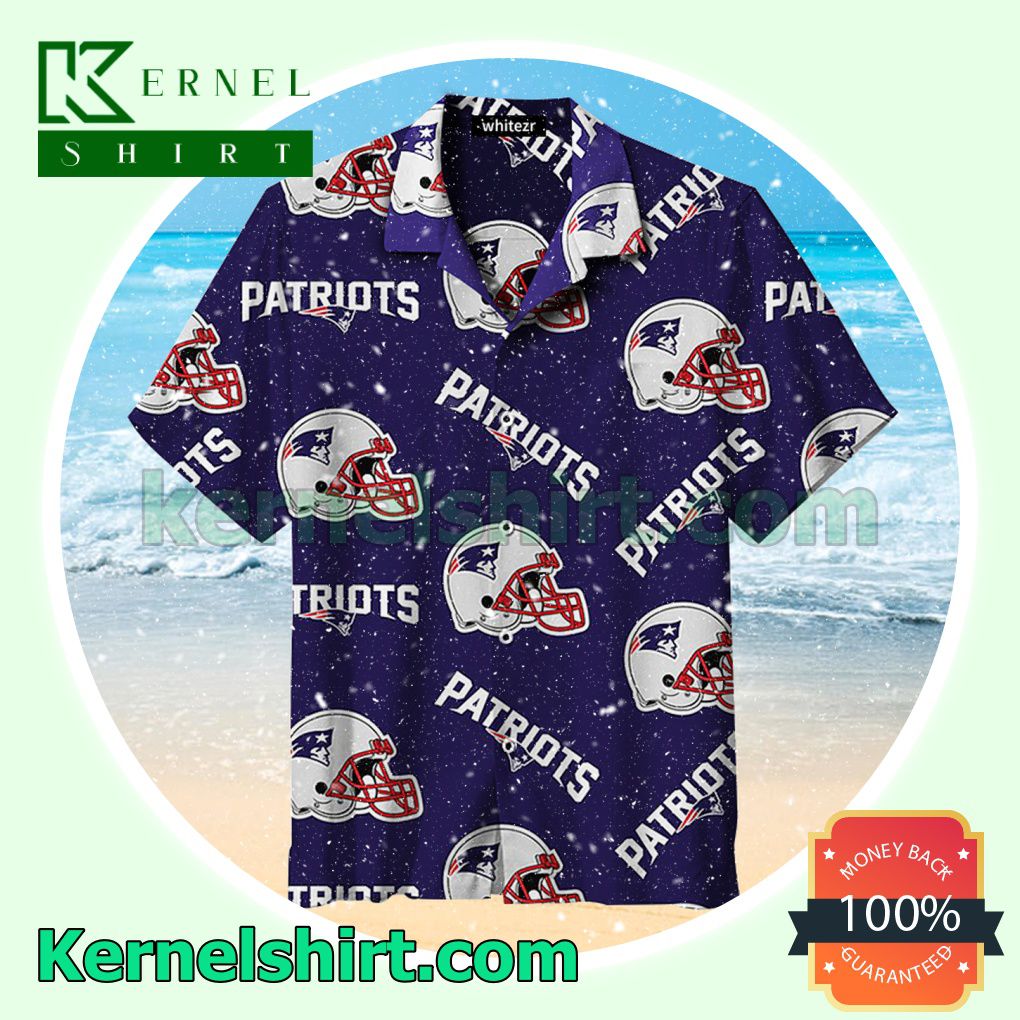 New England Patriots Helmet Indigo Color Beach Shirt