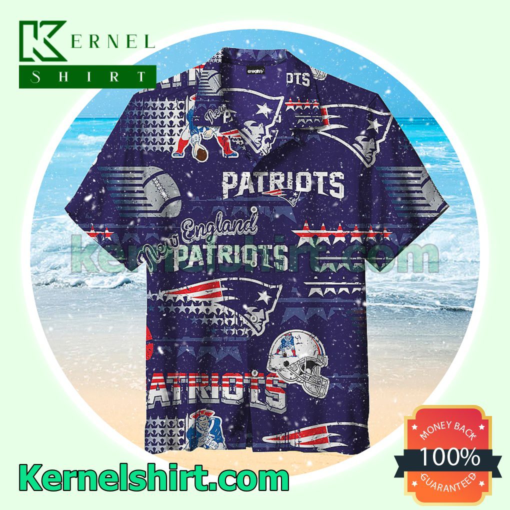 New England Patriots Indigo Color Print Beach Shirt