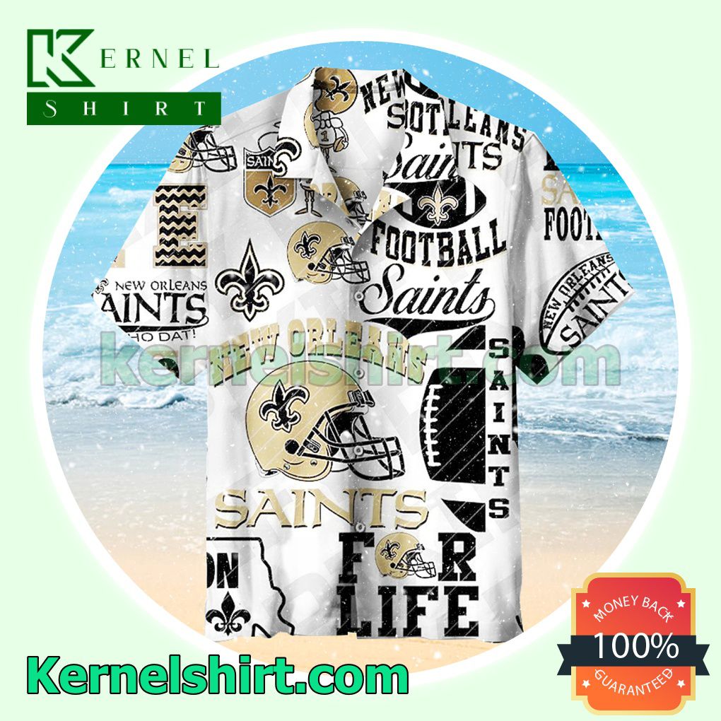 New Orleans Saints For Life White Beach Shirt