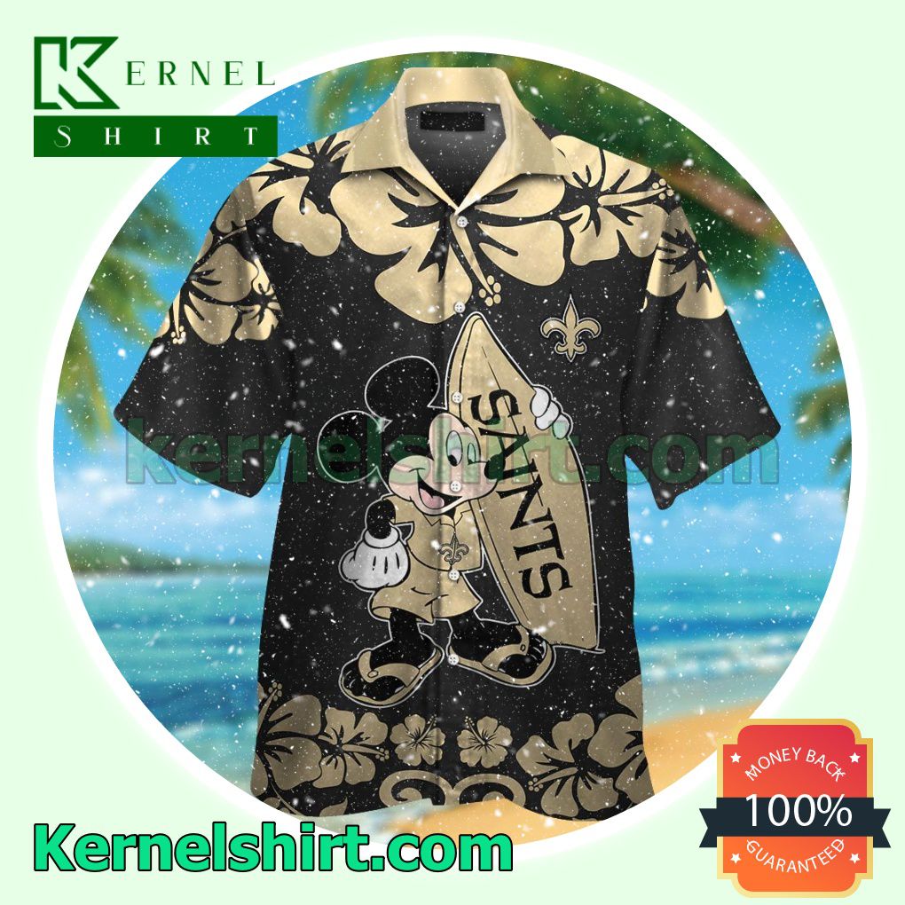 New Orleans Saints & Mickey Mouse Summer Hawaiian Shirt