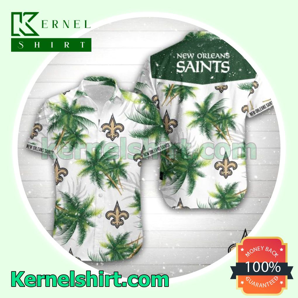New Orleans Saints Palm Tree White Beach Shirt