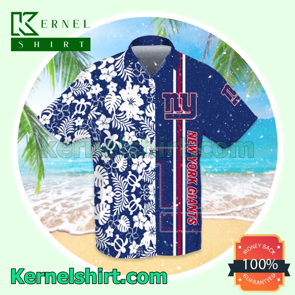 New York Giants Flowery Navy Aloha Beach Hawaiian Shirt
