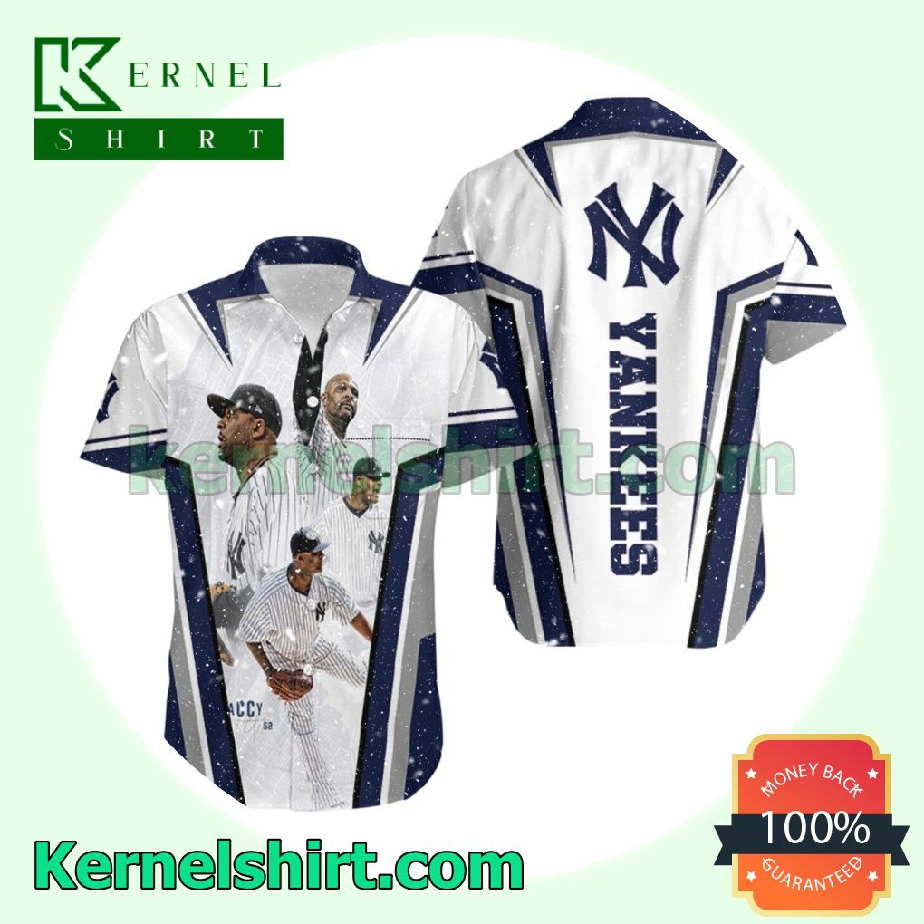 New York Yankees Four Great Players Beach Shirt