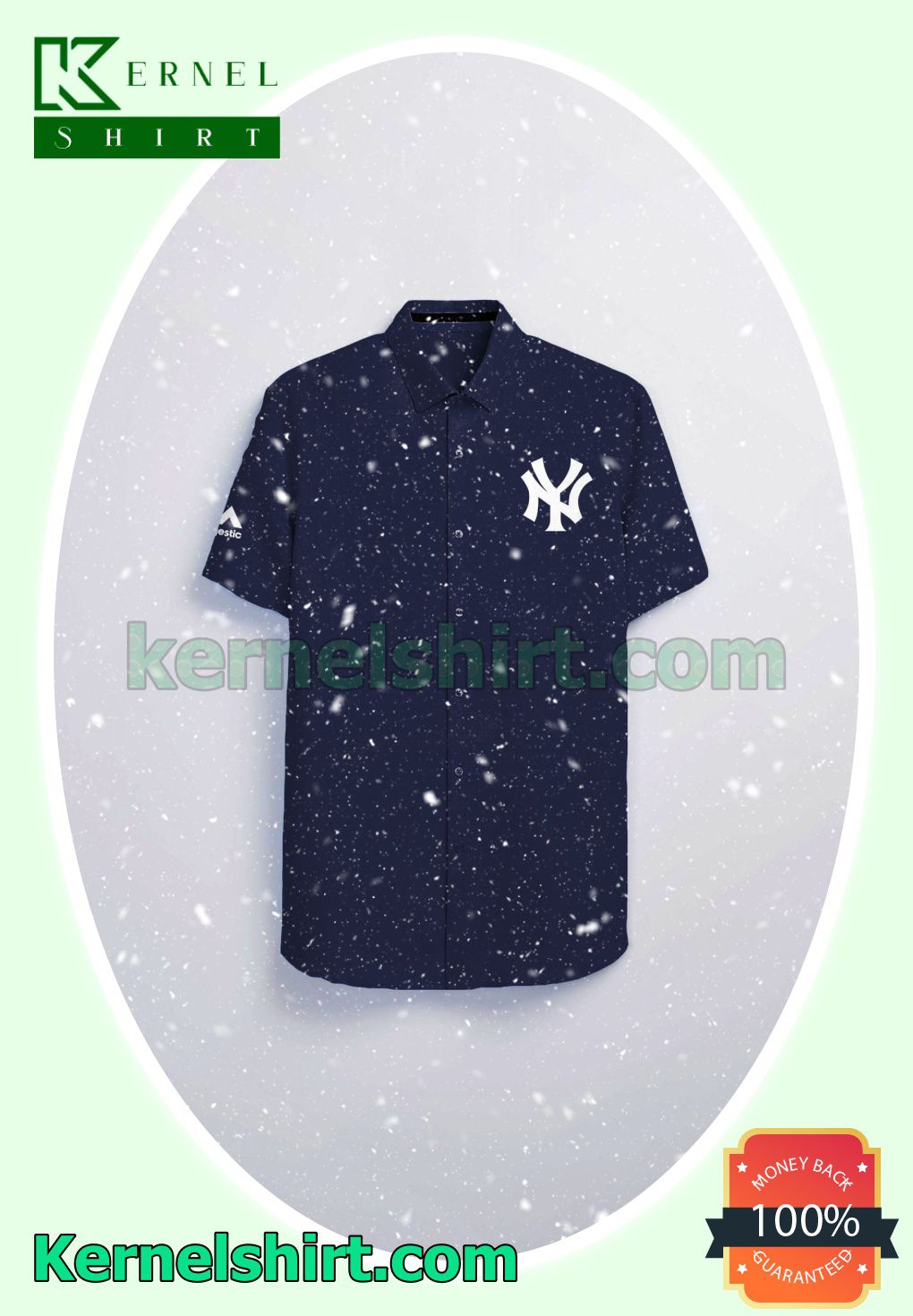 New York Yankees Navy Logo Branded Aloha Beach Hawaiian Shirt