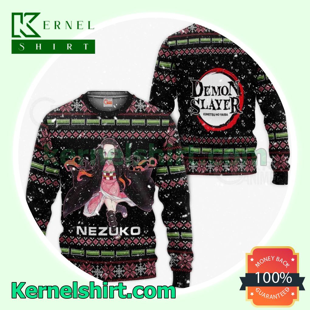 Nezuko Kamado Ugly Christmas Demon Slayer Anime Gift Fans Gift Hoodie Sweatshirt Button Down Shirts