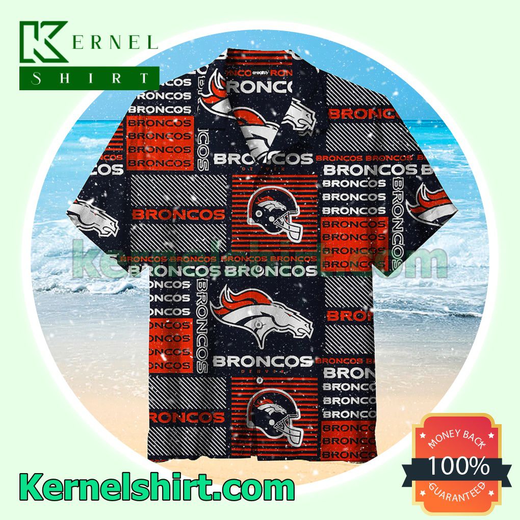 Nfl Football Denver Broncos Squares Black And Red Beach Shirt