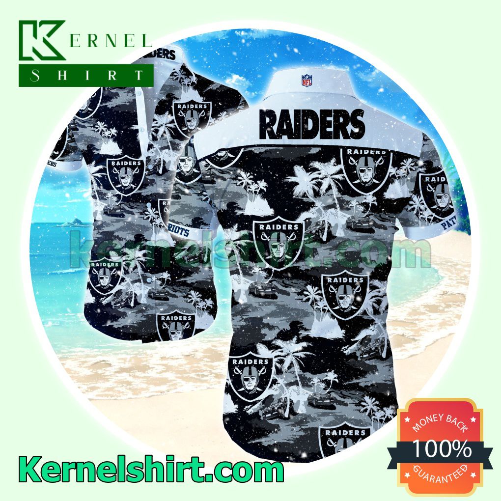 Nfl Las Vegas Raiders Palm Tree Car Black Beach Shirt