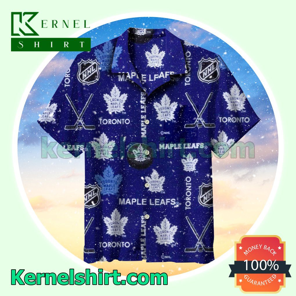 Nhl Toronto Maple Leaf 2016 Logo And Hockey Stick Beach Shirt