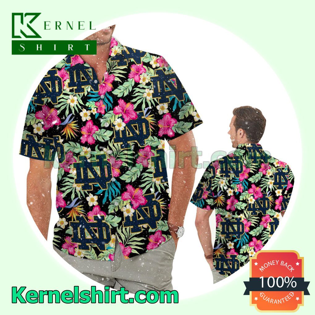 Notre Dame Fighting Irish Hibiscus Summer Hawaiian Shirt