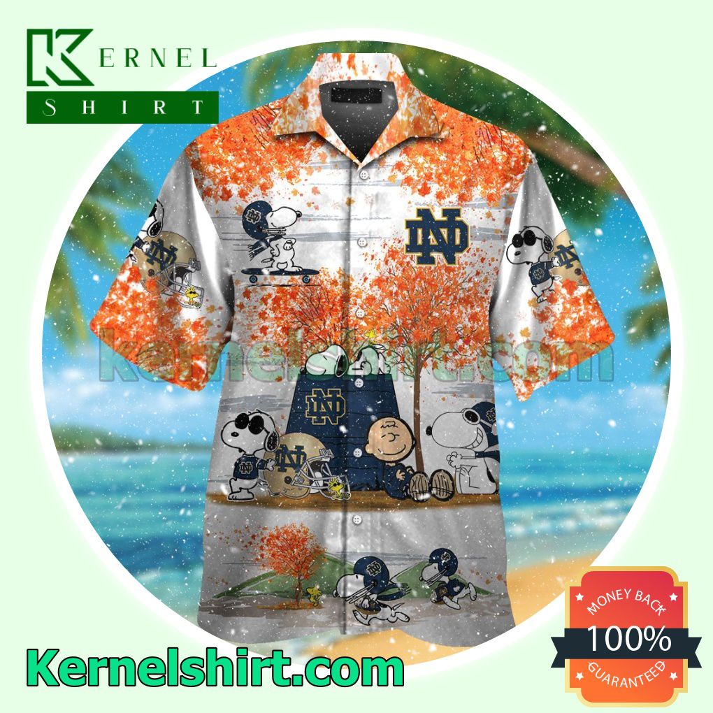 Notre Dame Fighting Irish Snoopy Autumn Summer Hawaiian Shirt