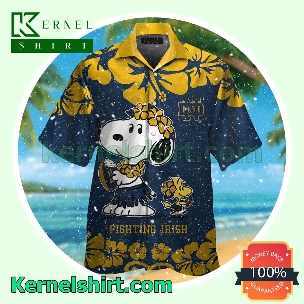 Notre Dame Fighting Irish & Snoopy Summer Hawaiian Shirt