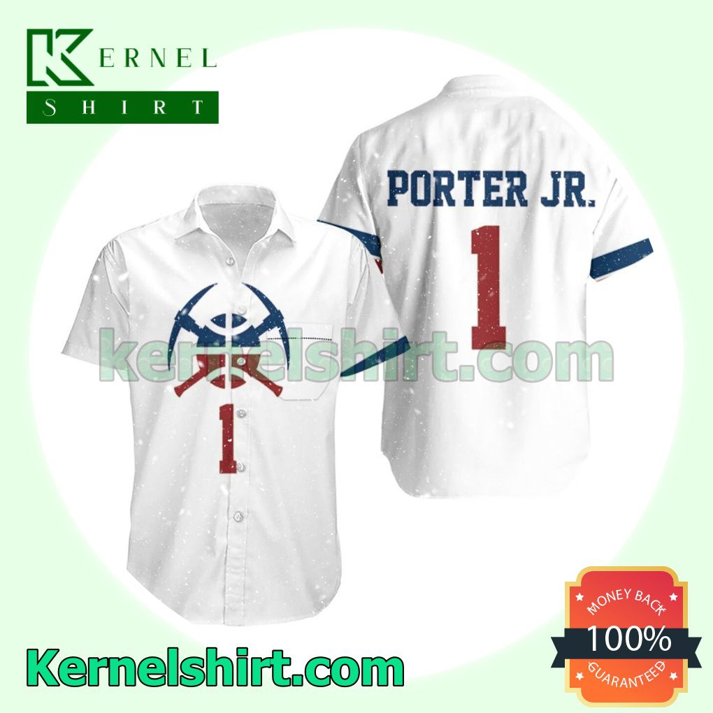 Nuggets Michael Porter Jr 2020-21 Earned Edition White Jersey Inspired Beach Shirt