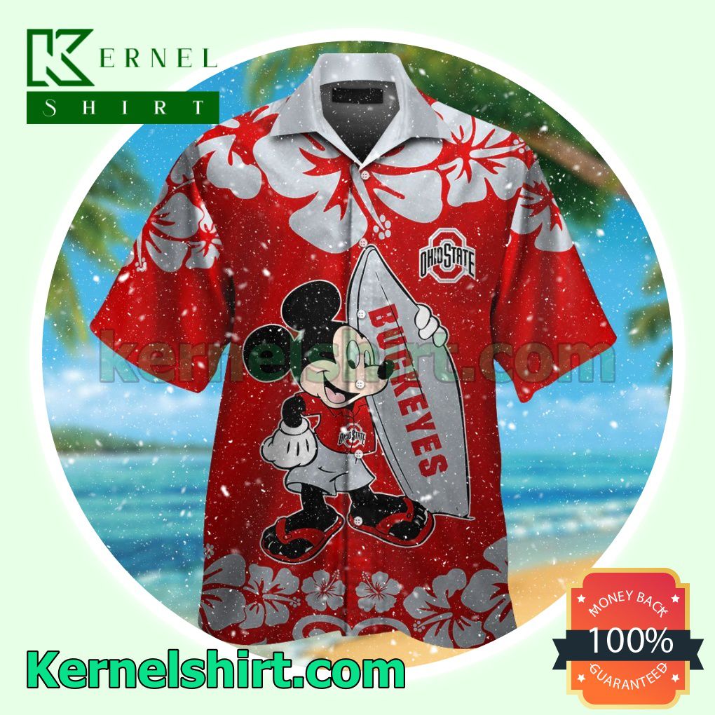 Ohio State Buckeyes & Mickey Mouse Summer Hawaiian Shirt