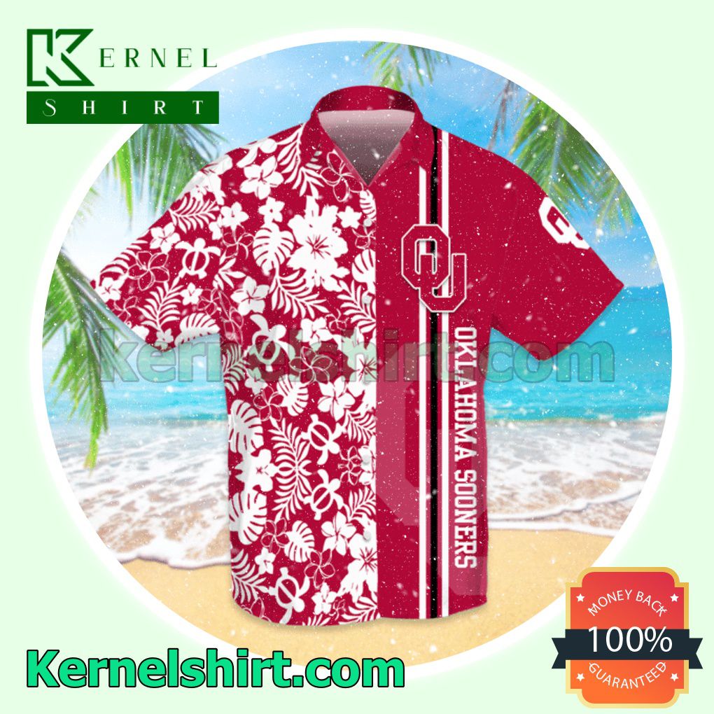 Oklahoma Sooners Flowery Red Aloha Beach Hawaiian Shirt