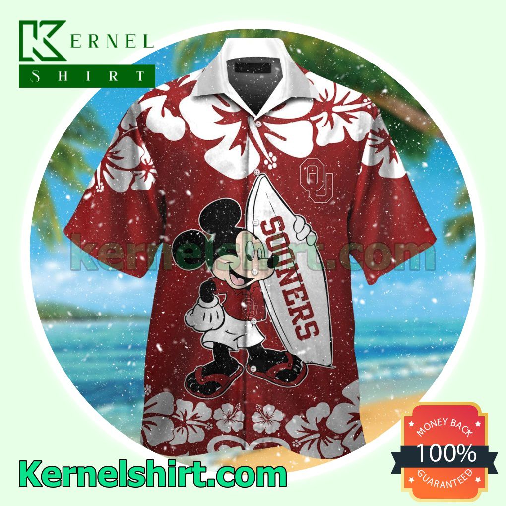 Oklahoma Sooners & Mickey Mouse Summer Hawaiian Shirt