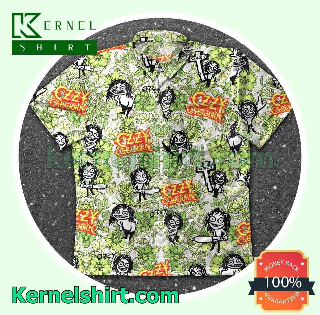 Ozzy Osbourne Green Flower Pattern Beach Shirt