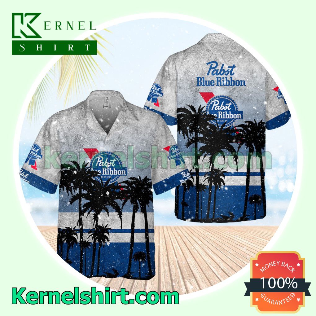 Hamm's Palm Tree White Blue Aloha Beach Hawaiian Shirt