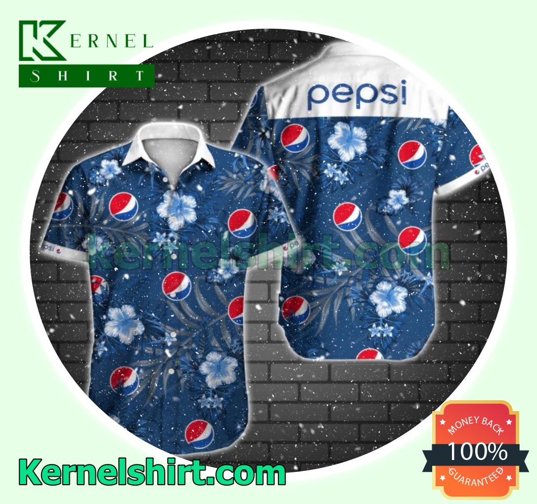 Pepsi Blue Tropical Floral Beach Shirt