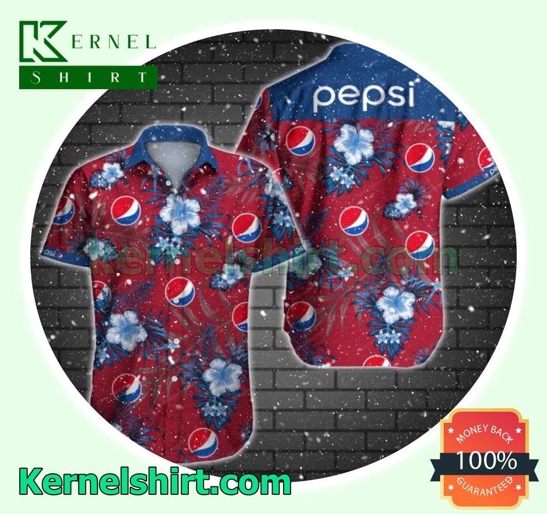 Pepsi Blue Tropical Floral Red Style 2 Beach Shirt