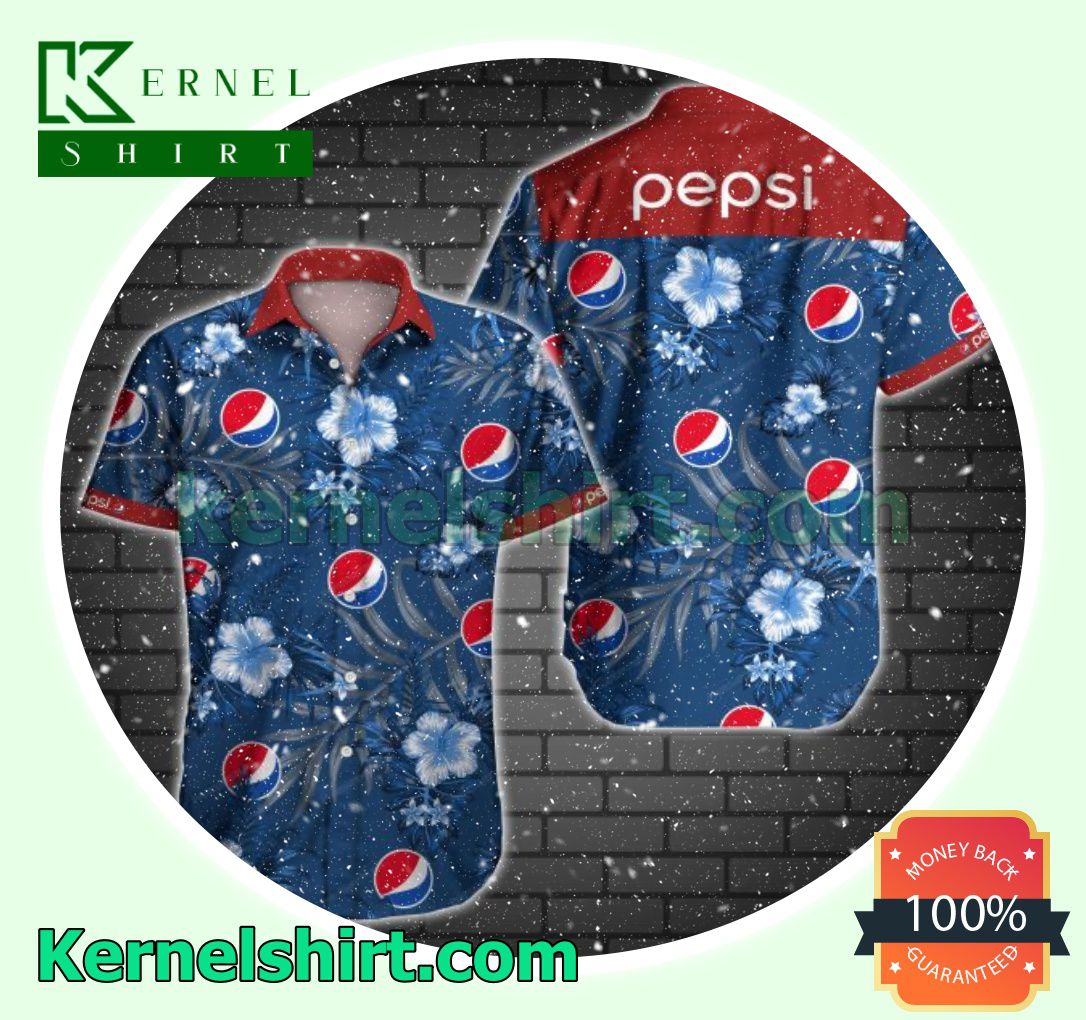 Pepsi Blue Tropical Floral Style 2 Beach Shirt