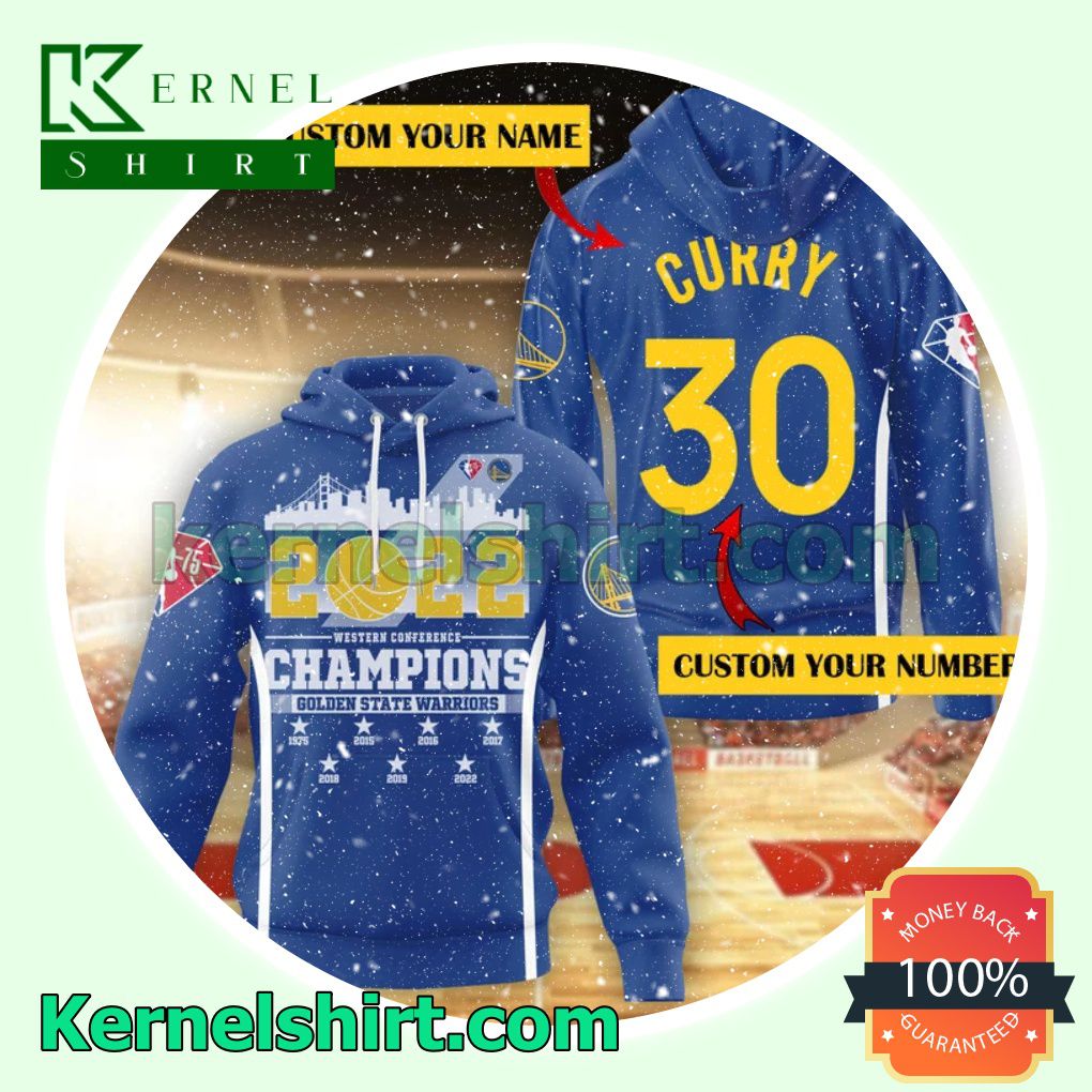 Personalized 2022 Western Conference Champions Golden State Warriors 7 Time Custom Shirts, Crewneck Sweatshirts