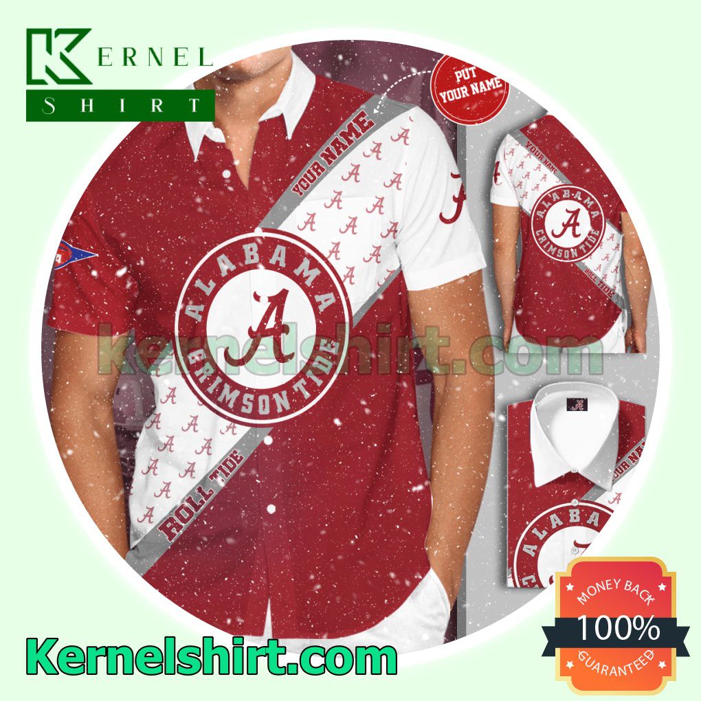 Personalized Alabama Crimson Tide Football Team Red Aloha Beach Hawaiian Shirt