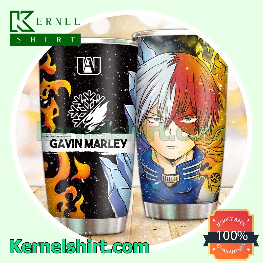 Personalized Anime Todoroki Shoto Fire Ice Quirk Sublimation Tumbler a