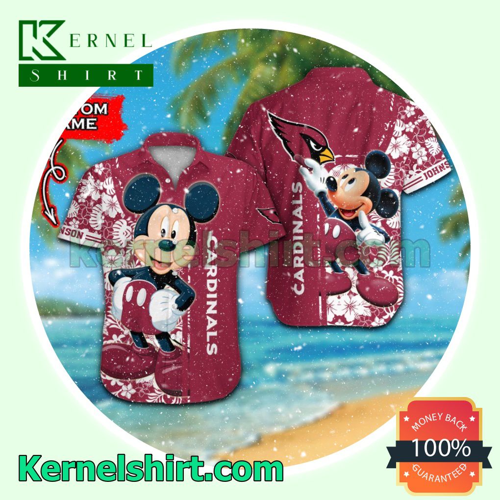 Personalized Arizona Cardinals & Mickey Mouse Summer Hawaiian Shirt