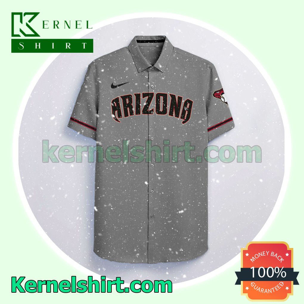 Personalized Arizona Diamondbacks Gray Aloha Beach Hawaiian Shirt