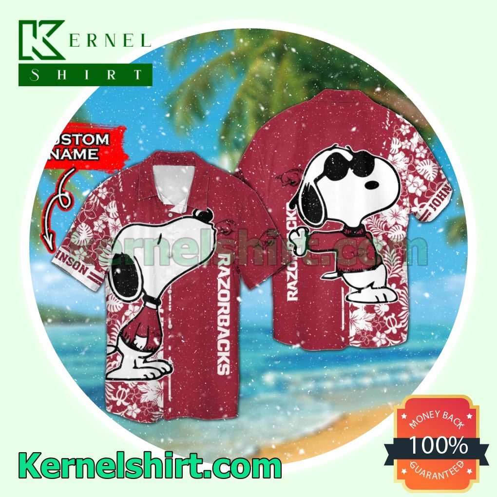 Personalized Arkansas Razorbacks & Snoopy Summer Hawaiian Shirt