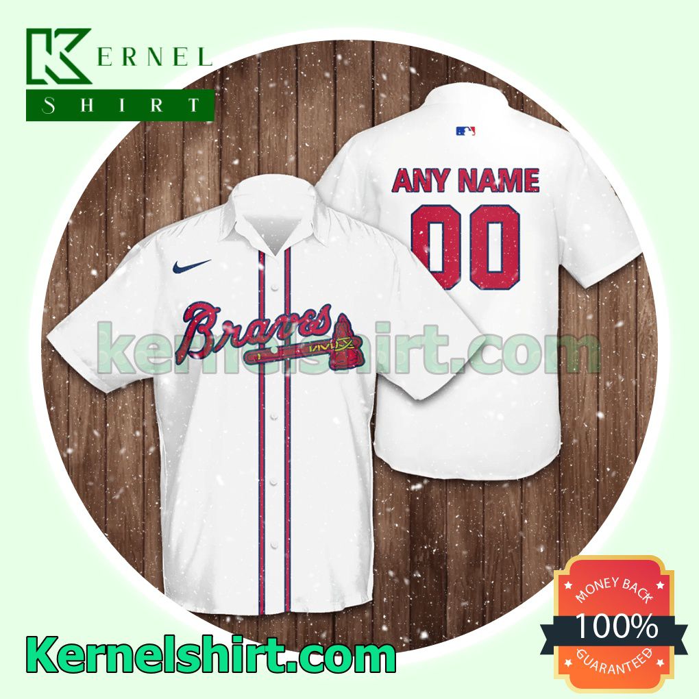 Personalized Atlanta Braves Baseball White Aloha Beach Hawaiian Shirt