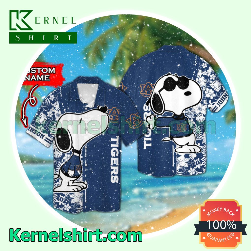Personalized Auburn Tigers & Snoopy Summer Hawaiian Shirt