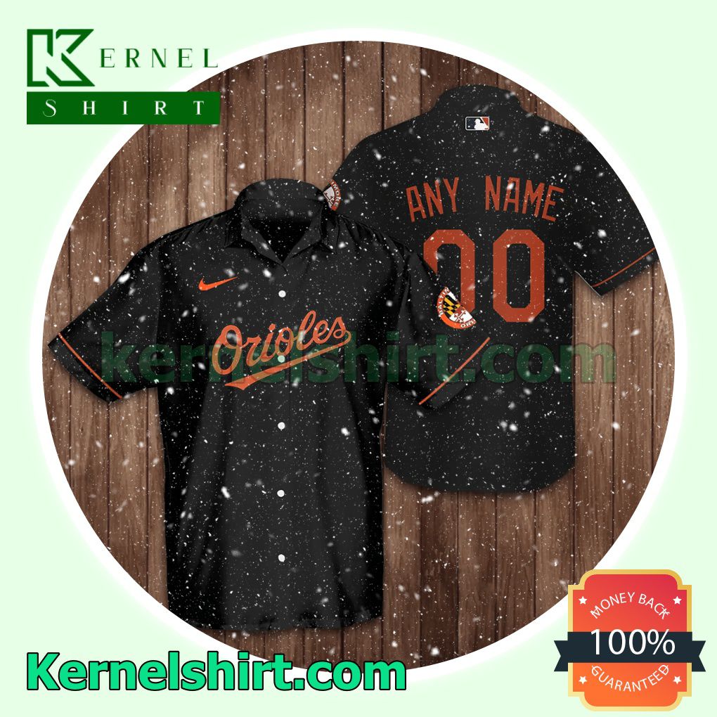 Personalized Baltimore Orioles Baseball Black Aloha Beach Hawaiian Shirt