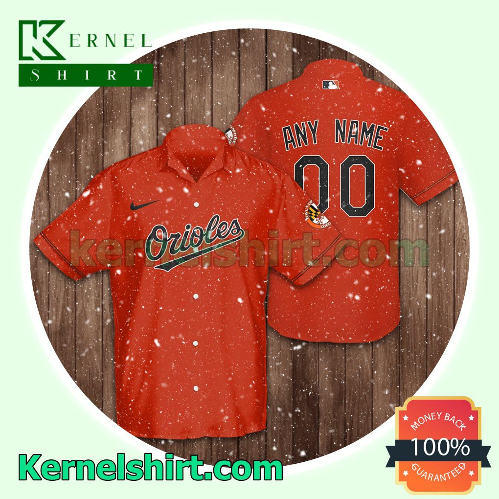 Personalized Baltimore Orioles Baseball Orange Aloha Beach Hawaiian Shirt