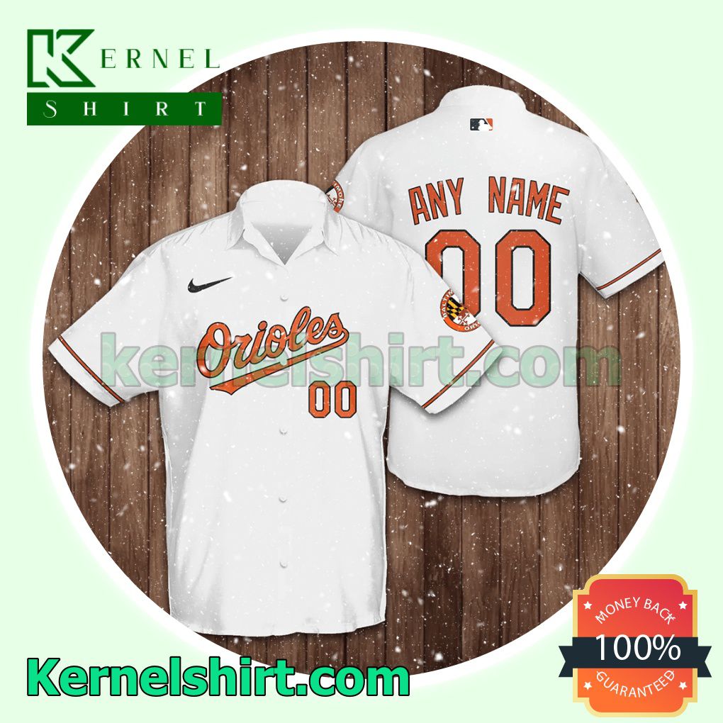 Personalized Baltimore Orioles Baseball White Aloha Beach Hawaiian Shirt