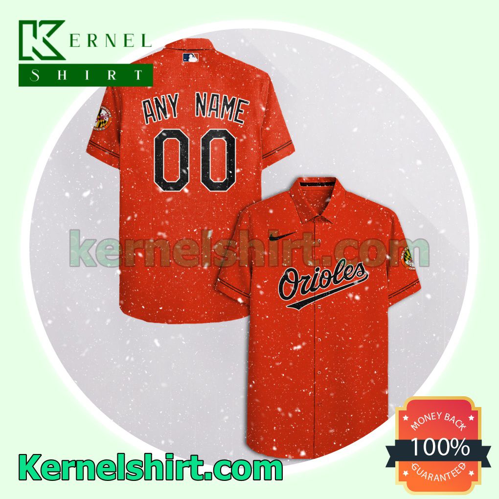 Personalized Baltimore Orioles Orange Aloha Beach Hawaiian Shirt