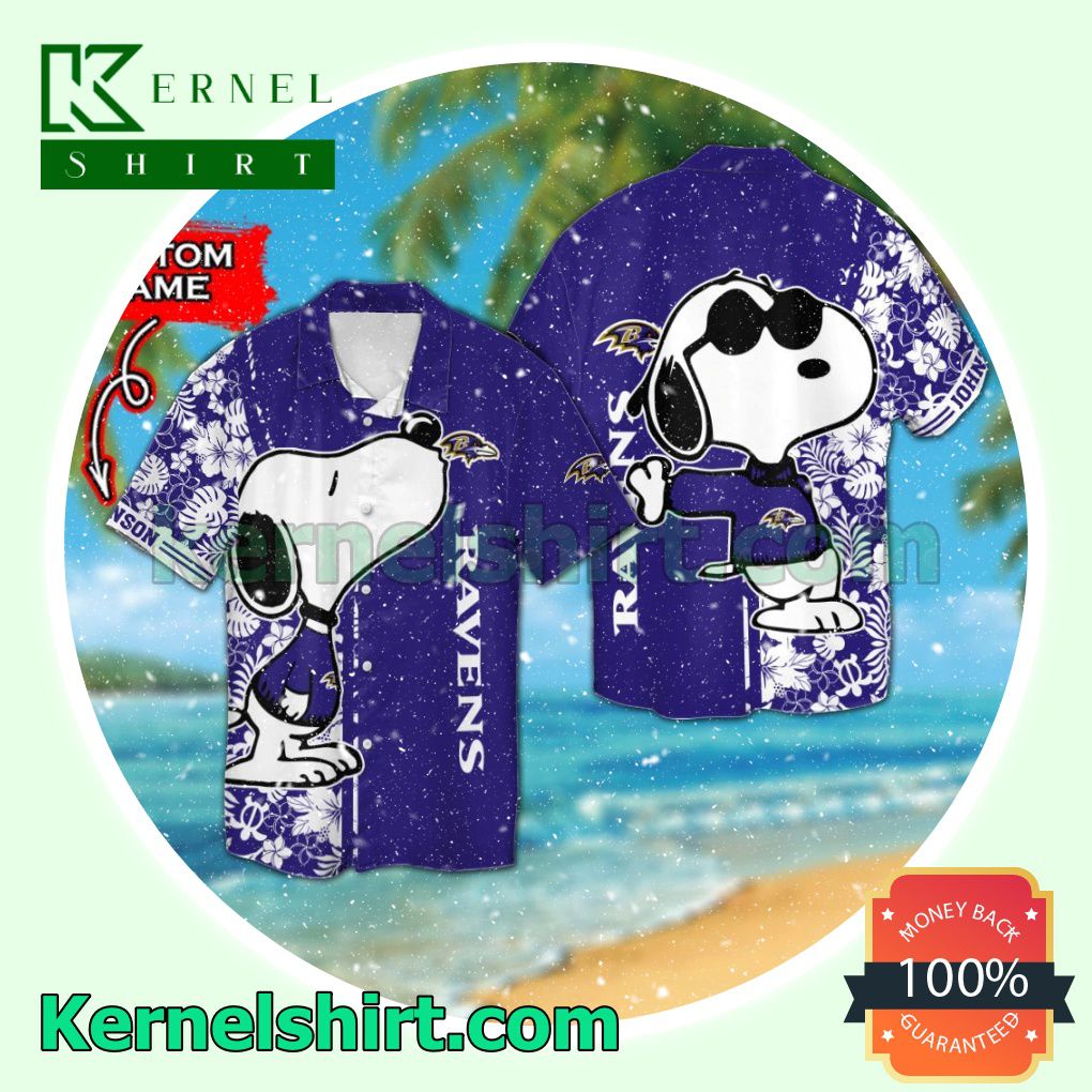 Personalized Baltimore Ravens & Snoopy Summer Hawaiian Shirt
