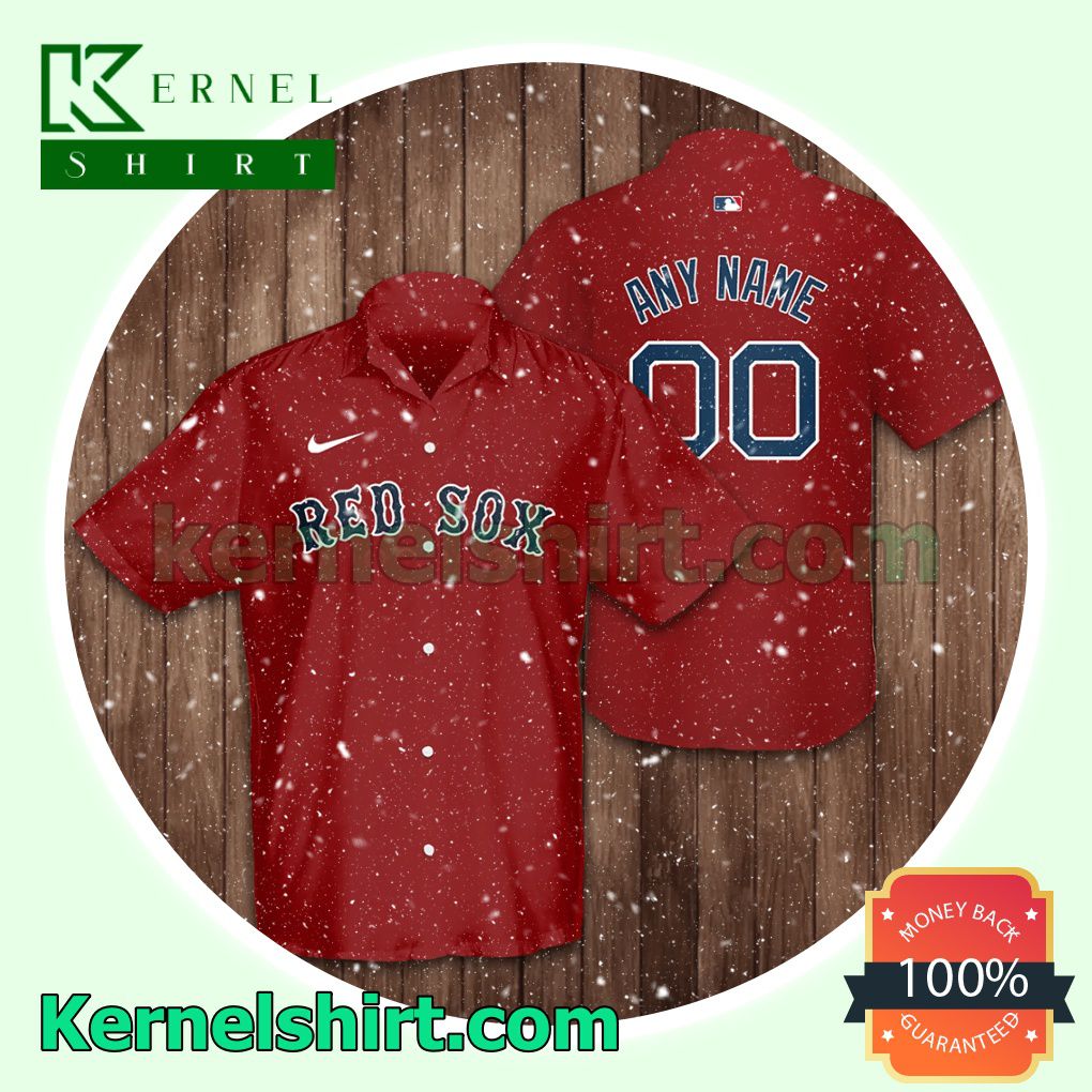 Personalized Boston Red Sox Baseball Red Aloha Beach Hawaiian Shirt