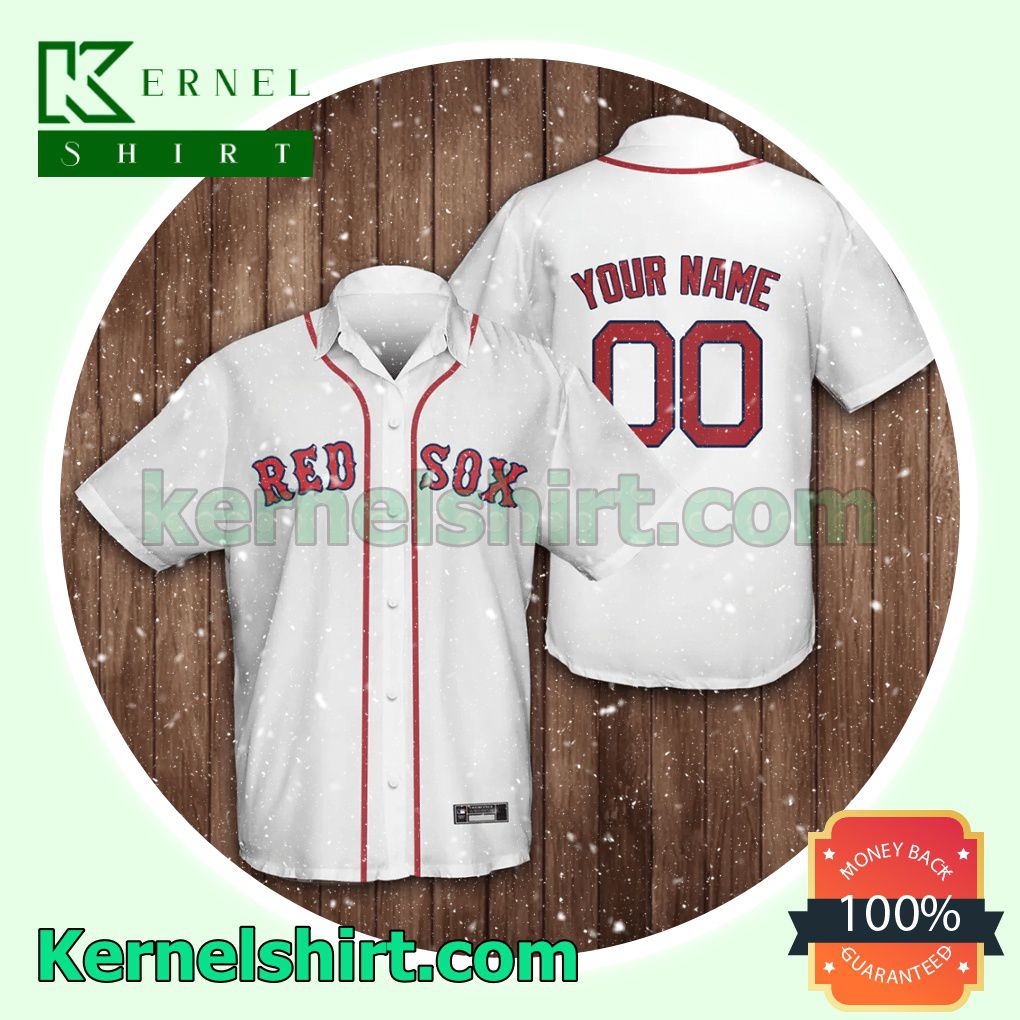 Personalized Boston Red Sox Baseball White Aloha Beach Hawaiian Shirt