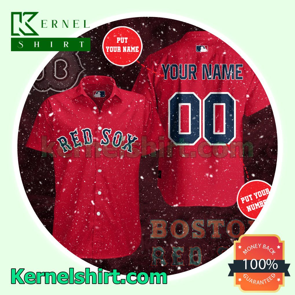 Personalized Boston Red Sox Red Aloha Beach Hawaiian Shirt