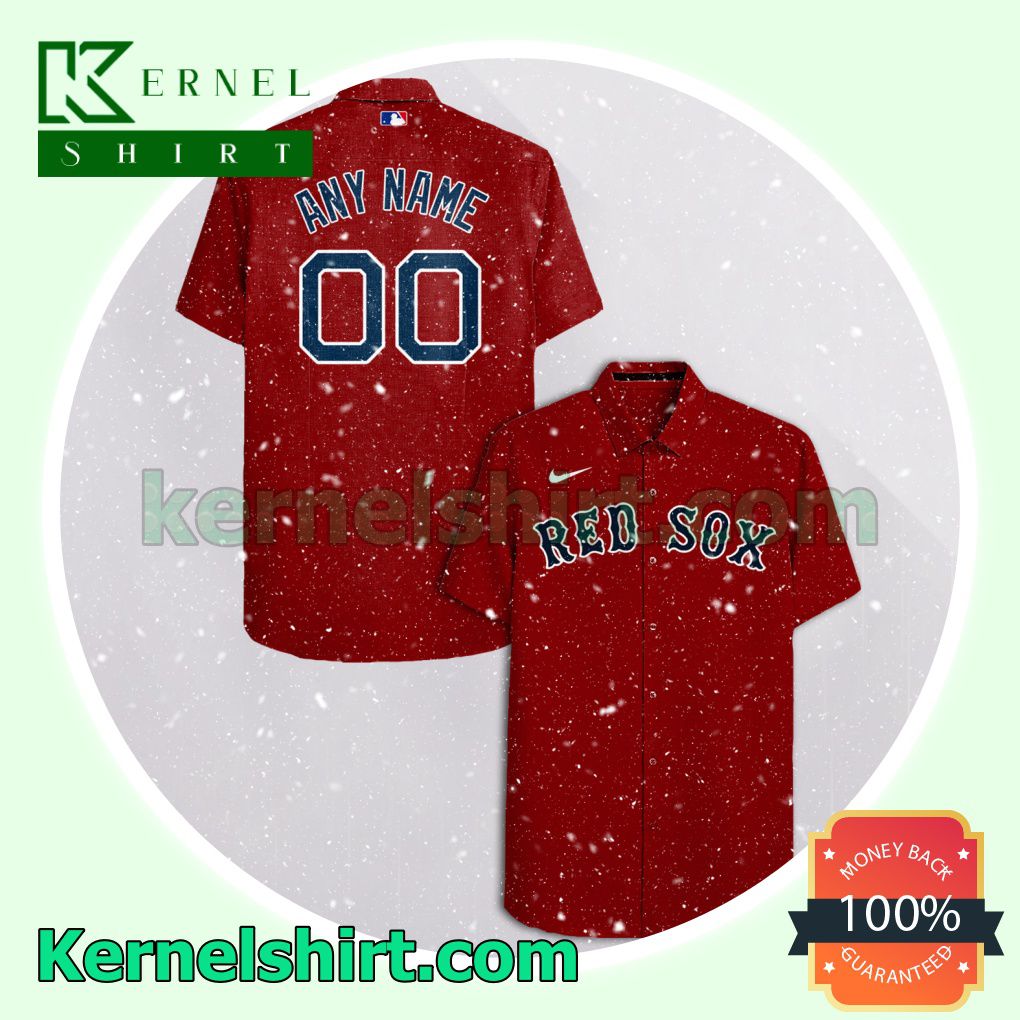 Personalized Boston Red Sox Red Logo Branded Aloha Beach Hawaiian Shirt