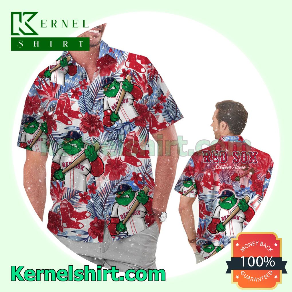 Personalized Boston Red Sox Tropical Floral America Flag For MLB Football Lovers Summer Hawaiian Shirt