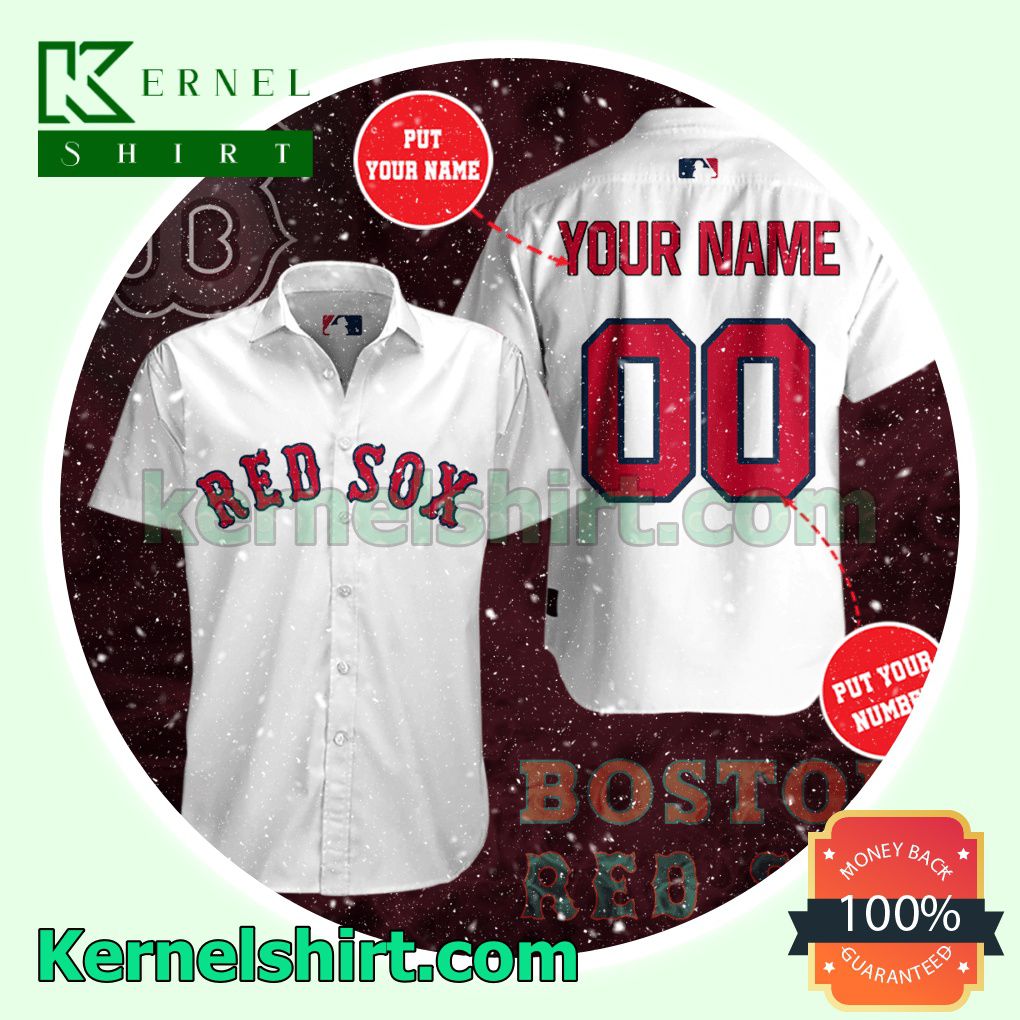 Personalized Boston Red Sox White Aloha Beach Hawaiian Shirt