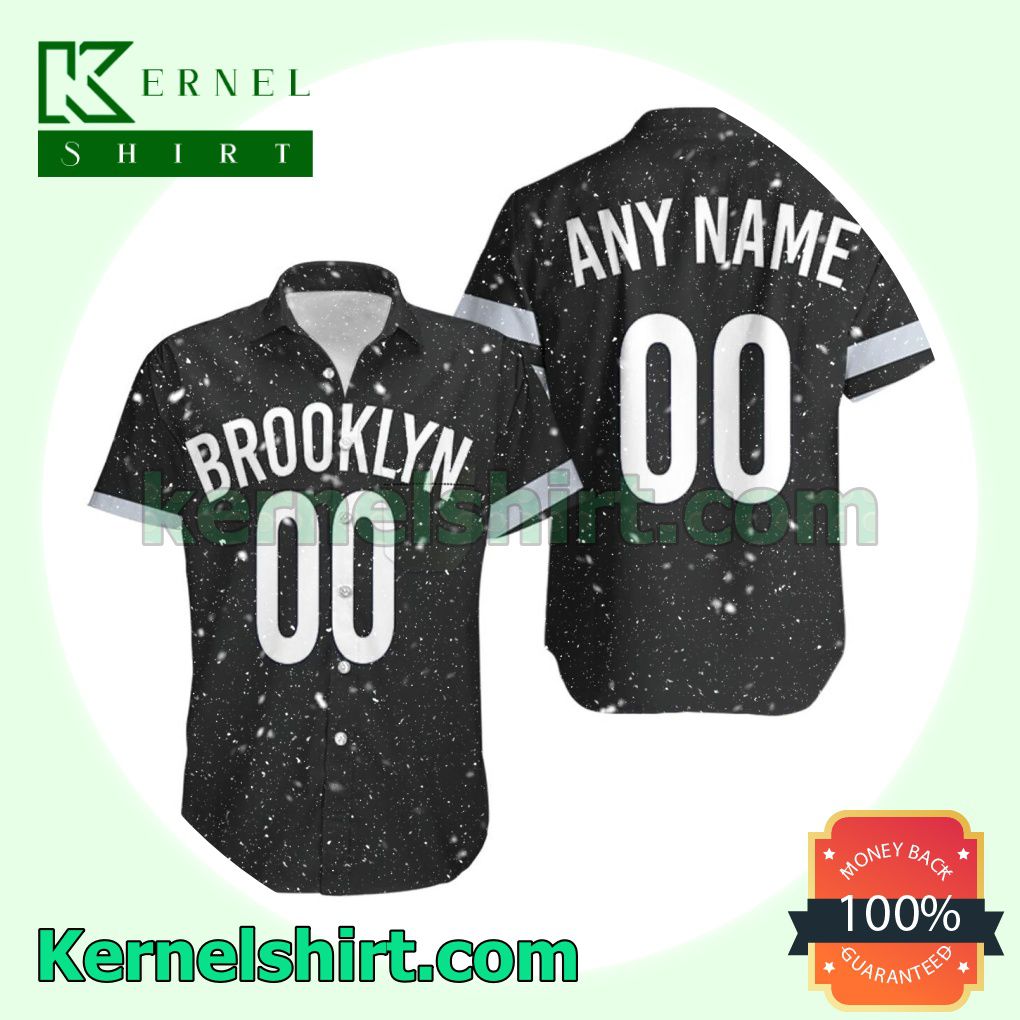 Personalized Brooklyn Nets Swingman Black Beach Shirt